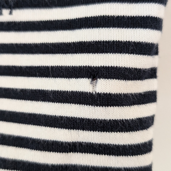 Frame Denim Black and White Striped Short Sleeve Tee - Picture 3 of 6